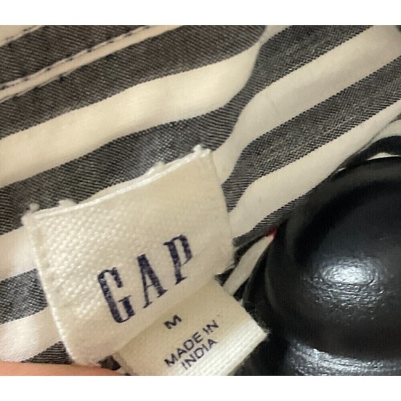 Gap Women Button Up Shirt Gray White Pink Daisy Long Sleeve Classic Fit … - Picture 11 of 12